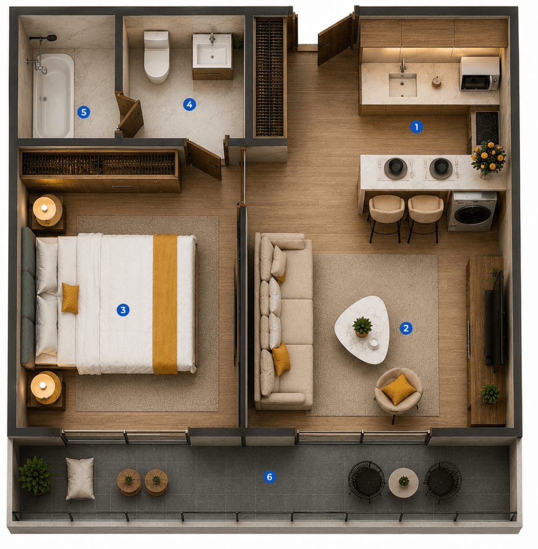 · New Modern 1BDR Laya 500 m to the Beach